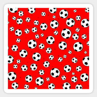 Football / Soccer Ball Seamless Pattern - Red Background Sticker